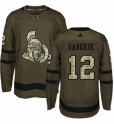 Mens Adidas Ottawa Senators 12 Marian Gaborik Authentic Green Salute to Service NHL Jersey 