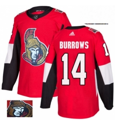 Mens Adidas Ottawa Senators 14 Alexandre Burrows Authentic Red Fashion Gold NHL Jersey 