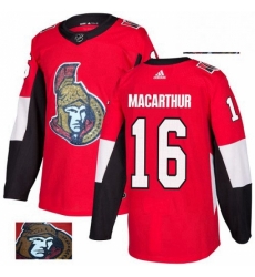 Mens Adidas Ottawa Senators 16 Clarke MacArthur Authentic Red Fashion Gold NHL Jersey 