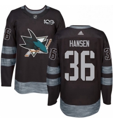 Mens Adidas San Jose Sharks 36 Jannik Hansen Premier Black 1917 2017 100th Anniversary NHL Jersey 