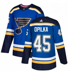 Mens Adidas St Louis Blues 45 Luke Opilka Authentic Royal Blue Home NHL Jersey 