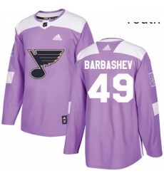 Youth Adidas St Louis Blues 49 Ivan Barbashev Authentic Purple Fights Cancer Practice NHL Jersey Youth Adidas St Louis Blues 49 Ivan Barbashev Authentic Purple Fights Cancer Practice NHL Jersey