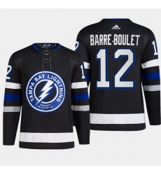 Men Tampa Bay Lightning 12 Alex Barre Boulet Black Alternate Premier Breakaway Stitched Jersey