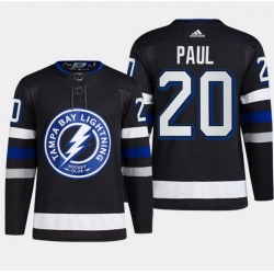 Men Tampa Bay Lightning 20 Nicholas Paul Black Alternate Premier Breakaway Stitched Jersey