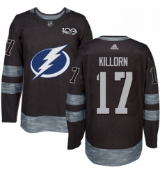 Mens Adidas Tampa Bay Lightning 17 Alex Killorn Authentic Black 1917 2017 100th Anniversary NHL Jersey 