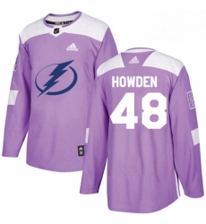 Mens Adidas Tampa Bay Lightning 48 Brett Howden Authentic Purple Fights Cancer Practice NHL Jersey 