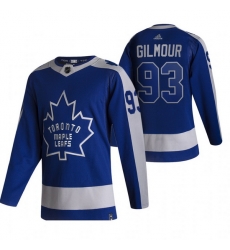 Men Toronto Maple Leafs 93 Doug Gilmour Blue Adidas 2020 21 Reverse Retro Alternate NHL Jersey