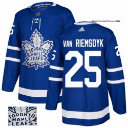 Mens Adidas Toronto Maple Leafs 25 James Van Riemsdyk Authentic Royal Blue Fashion Gold NHL Jersey 