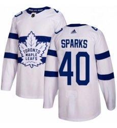 Mens Adidas Toronto Maple Leafs 40 Garret Sparks Authentic White 2018 Stadium Series NHL Jersey 