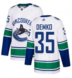 Canucks 35 Thatcher Demko White Road Authentic Stitched Hockey Jersey