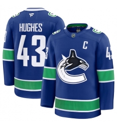 Men Vancouver Canucks 43 Quinn Hughes Blue 2024 25 Home Stitched Hockey Jersey