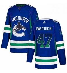 Mens Adidas Vancouver Canucks 47 Sven Baertschi Authentic Blue Drift Fashion NHL Jersey 