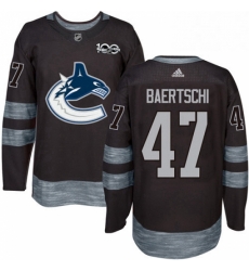 Mens Adidas Vancouver Canucks 47 Sven Baertschi Premier Black 1917 2017 100th Anniversary NHL Jersey 