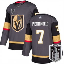 Men Vegas Golden Knights 7 Alex Pietrangelo Gray 2023 Stanley Cup Final Stitched Jersey