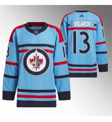 Men Winnipeg Jets 13 Gabriel Vilardi Light Blue Anniversary Primegreen Stitched Jersey