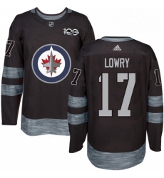 Mens Adidas Winnipeg Jets 17 Adam Lowry Authentic Black 1917 2017 100th Anniversary NHL Jersey 