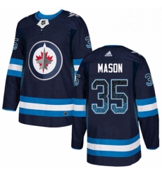 Mens Adidas Winnipeg Jets 35 Steve Mason Authentic Navy Blue Drift Fashion NHL Jersey 