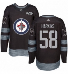 Mens Adidas Winnipeg Jets 58 Jansen Harkins Premier Black 1917 2017 100th Anniversary NHL Jersey 