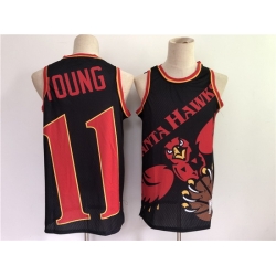 Men Atlanta Hawks 11 Trae Young Black Big Face Mitchell Ness Hardwood Classics Soul Swingman Throwback Jersey