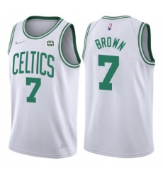 Men's Boston Celtics #7 Jaylen Brown 75th Anniversary White Stitched Basketball Jersey