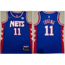 Men Brooklyn Nets 11 Kyrie Irving Blue Stitched Basketball Jersey