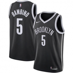 Men Brooklyn Nets  5 Bambino Black Icon Edition Stitched Basketball Jersey