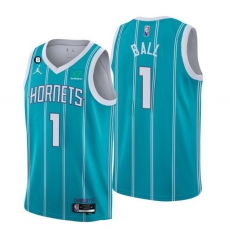 Men Charlotte Hornets 1 LaMelo Ball 2022 23 Icon Edition No 6 Patch Stitched Basketball Jersey