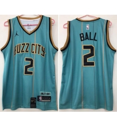 Men Charlotte Hornets 2 LaMelo Ball Teal 2020 21 City Edition Swingman jersey