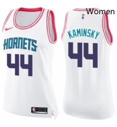 Womens Nike Charlotte Hornets 44 Frank Kaminsky Swingman WhitePink Fashion NBA Jersey