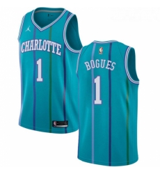 Womens Nike Jordan Charlotte Hornets 1 Muggsy Bogues Swingman Aqua Hardwood Classics NBA Jersey 