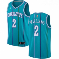 Womens Nike Jordan Charlotte Hornets 2 Marvin Williams Authentic Aqua Hardwood Classics NBA Jersey