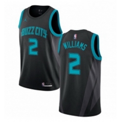 Womens Nike Jordan Charlotte Hornets 2 Marvin Williams Swingman Black NBA Jersey 2018 19 City Edition