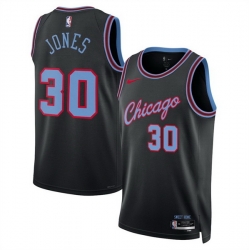 Men Chicago Bulls 30 Tre Jones Black 2025 26 City Edition Stitched Basketball Jersey