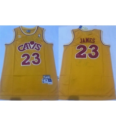 Men Cleveland Cavaliers 23 LeBron James Yellow Throwback Stitched Jersey Men Cleveland Cavaliers 23 LeBron James Yellow Throwback Stitched Jersey