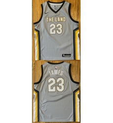 Men Cleveland Cavaliers  LeBron James Grey City Edition Stitched Basketball Jersey