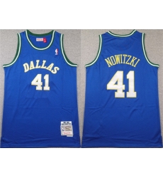 Men Dallas Mavericks 41 Dirk Nowitzki Blue Stitched Jersey