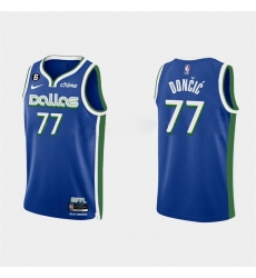 Men Dallas Mavericks 77 Luka Doncic Blue Stitched Basketball Jersey