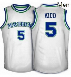 Mens Adidas Dallas Mavericks 5 Jason Kidd Authentic White Throwback NBA Jersey