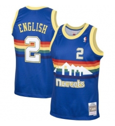 Men Denver Nuggets 2 Alex English 1987 88 Royal Mitchell  26 Ness Swingman Stitched Basketball Jersey