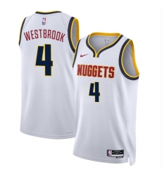 Men Denver Nuggets 4 Russell Westbrook White 2024 Association Edition Stitched Basketball Jersey