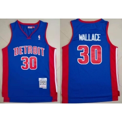 Men Detroit Pistons Rasheed Wallace #30 Blue Hardwood Classic Mitchell Ness Jersey