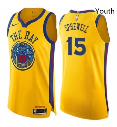 Youth Nike Golden State Warriors 15 Latrell Sprewell Swingman Gold NBA Jersey City Edition Youth Nike Golden State Warriors 15 Latrell Sprewell Swingman Gold NBA Jersey City Edition