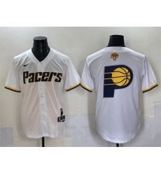 Men Indiana Pacers Team Big Logo White 2025 Finals Vapor Stitched Baseball Jersey