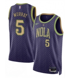 Men New Orleans Pelicans 5 Dejounte Murray Purple 2024 25 City Ediiton Stitched Basketball Jersey