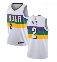 Pelicans #2 Lonzo Ball White Basketball Swingman City Edition 2018 19 Jersey