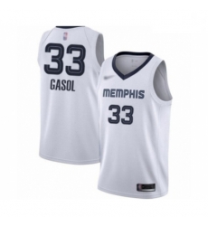 Grizzlies  33 Marc Gasol White Basketball Swingman Association Edition Jersey