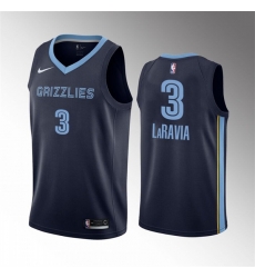 Men Memphis Grizzlies 3 Jake LaRavia Navy City Edition Stitched Basketball Jersey