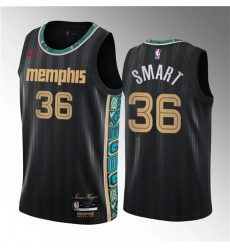 Men Memphis Grizzlies 36 Marcus Smart Black 2020 21 City Edition Stitched Basketball Jersey