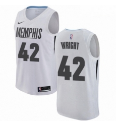 Mens Nike Memphis Grizzlies 42 Lorenzen Wright Swingman White NBA Jersey City Edition