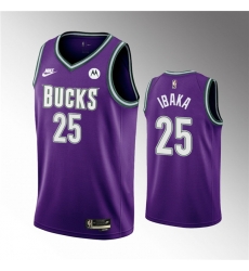 Men Milwaukee Bucks 25 Serge Ibaka 2022 23 Purple Classic Edition Swingman Stitched Basketball Jersey